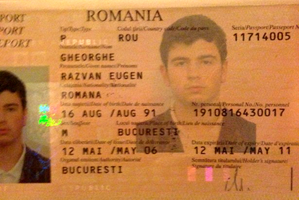 Razvan Eugen Gheorghe pasaport