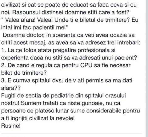 Scenă halucinantă într-un spital din Huși! Mama venită la spital cu băiețelul bolnav, alungată de medic: 