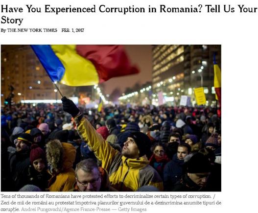 Cotidianul New York Times face un studiu legat de corupţia în România