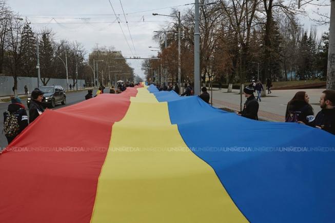 Chişinău. Manifestaţie dedicată împlinirii a 100 de ani de la unirea Basarabiei cu România