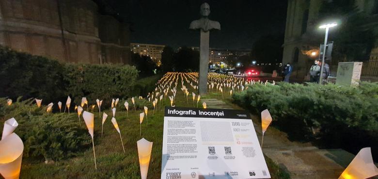Până la 15 noiembrie, în Piaţa Revoluţiei din Capitală sunt aprinse 1166 de lumini în memoria celor 1166 de eroi căzuți la Revoluţie