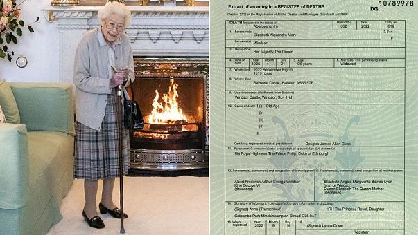 Regina Elisabeta a II-a a murit de „bătrânețe”, potrivit certificatului său de deces