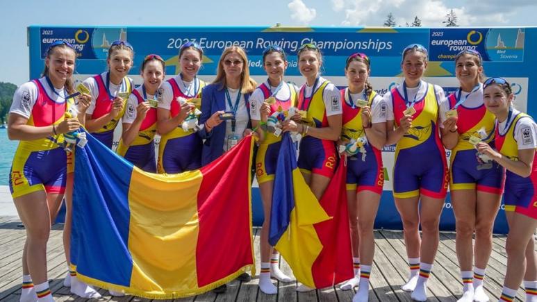 Canotaj: România a cucerit aurul la 8+1 feminin la Europenele de la Bled