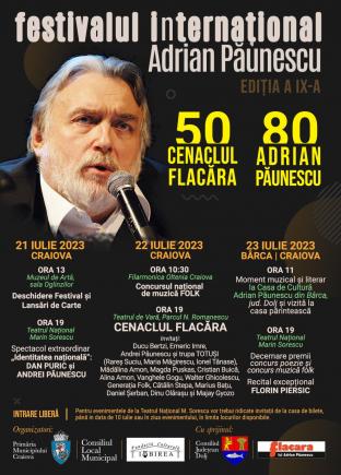 „Flacăra lui Adrian Păunescu” prezintă cea de-a IX-a ediție a Festivalului Internațional Adrian Păunescu în perioada 21-23 iulie 2023