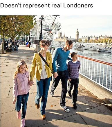 Primăria din Londra a publicat o fotografie care sugerează că o familie albă „nu reprezintă londonezi adevărați”