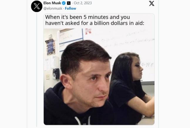 Elon Musk îl ironizează pe Zelensky: „Au trecut deja 5 minute de când ai cerut un alt miliard de ajutor”