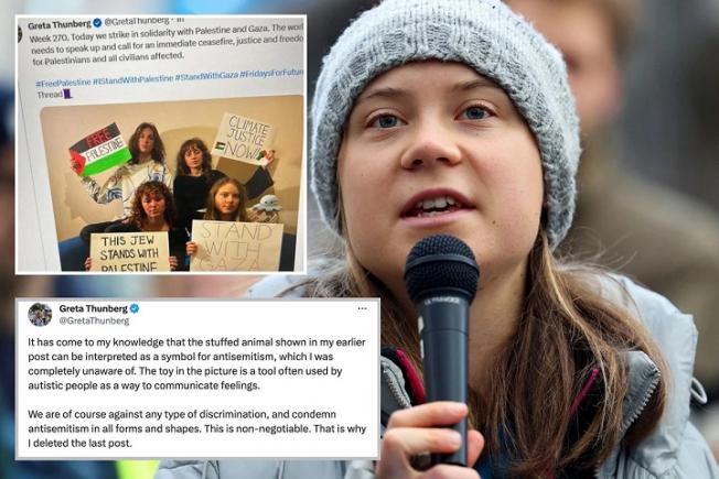 Greta Thunberg postează apoi șterge o jucărie de plus din postarea „Palestina liberă”: „Nu eram complet conștientă”