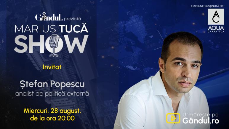 Marius Tucă Show începe miercuri, 28 august, de la ora 20.00, live pe gândul.ro. Invitat: Ștefan Popescu (VIDEO)