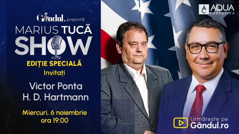 Marius Tucă Show începe miercuri, 6 noiembrie, de la ora 19.00, live pe Gândul. Ediție Specială – America Votează!