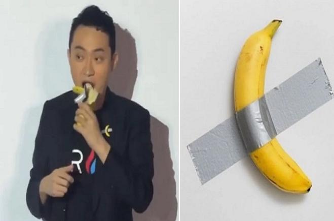 Miliardarul Justin Sun a mâncat banana pe care o cumparase ca "opera de artă" cu 6,2 milioane de dolari