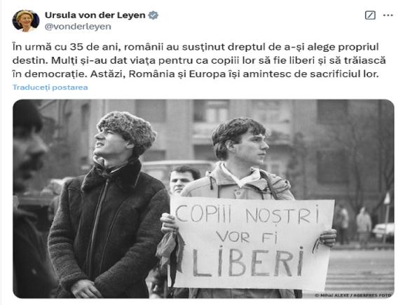 Ursula von der Leyen criticată după mesajul despre sacrificiul românilor pentru democrație în 1989: "Cum îndrăznești să folosești cuvântul democrație pentru o țară fără alegeri?"