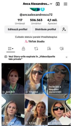 O nouă dovadă a CENZURII: TikTok șterge o postare a Ancăi Alexandrescu și face primii pași spre interzicerea contului 