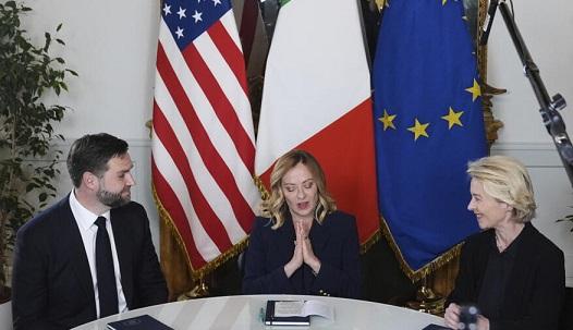 Giorgia Meloni i-a primit la Roma pe Ursula Von Der Leyen și JD Vance 