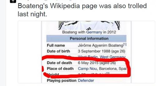 Dacă e în Wikipedia, e oficial: Boateng a fost înmormântat  pe Camp Nou!