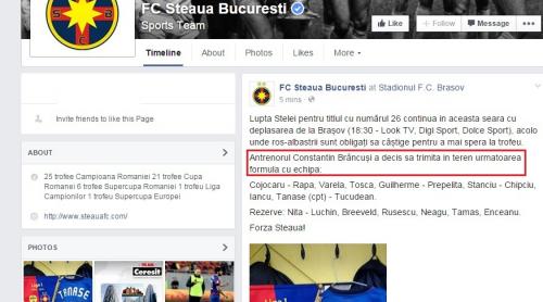 WOW. Steaua are un nou antrenor: Constantin Brâncuși