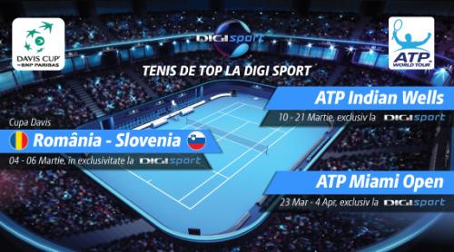 Meciul de Cupă Davis România-Slovenia, transmis de Digi