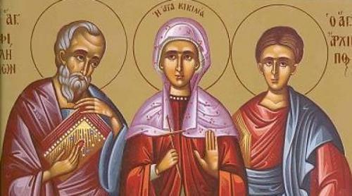 Calendar ortodox 19 februarie: Sfinţii Apostoli Arhip, Filimon şi Apfia