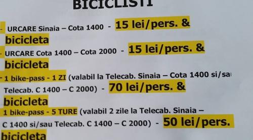 Cât costă o zi cu bicicleta la Sinaia
