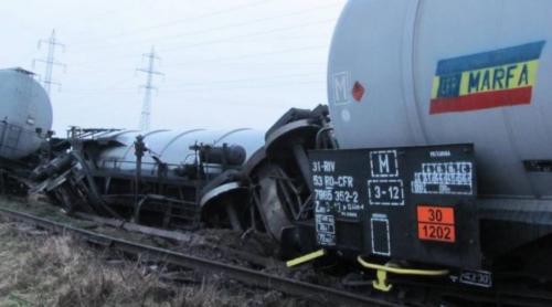 TREN DERAIAT în apropiere de Drobeta Turnu Severin. Traficul feroviar este BLOCAT