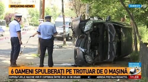 București. O șoferiță a intrat cu mașina pe trotuar și a spulberat pietonii care așteptau autobuzul (VIDEO)