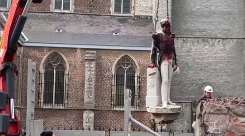 Statuia din Anvers a lui Leopold II, regele belgian care a impus un regim abuziv în Congo, a fost demontată