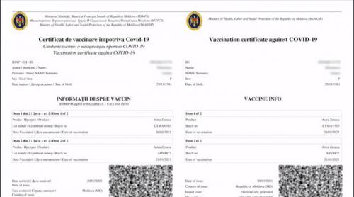 UE recunoaşte certificatele de vaccinare anti-COVID-19 eliberate de Republica Moldova