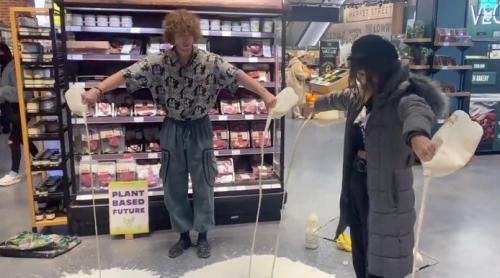 Marea Britanie: Adolescenții "ecologiști" varsă laptele din magazine pentru a protesta împotriva industriei „distructive” a produselor lactate