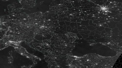 Ucraina fără electricitate: o fotografie NASA făcută din spațiu arată țara cufundată în întuneric