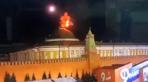 Imagini impresionante cu Kremlinul vizat de un presupus atac cu dronă (video)