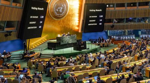 ONU aprobă cu o majoritate covârșitoare rezoluția care cere încetarea focului în războiul dintre Israel și Hamas
