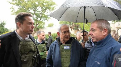 Elon Musk și premierul israelian Netanyahu vizitează Kfar Azzaa - locul atacului din 7 octombrie