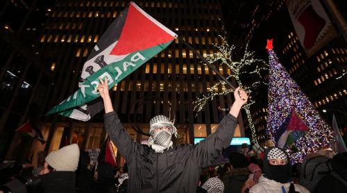 Protestatarii pro-palestinieni au încercat sa împiedice aprinderea luminilor bradului de Crăciun din NewYork