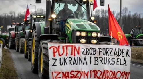 Poliția poloneză investighează apariția unui afiș pro-Putin la protestul fermierilor
