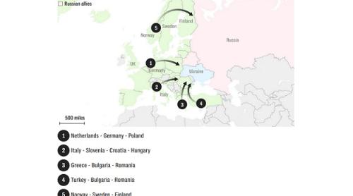 NATO dezvoltă „coridoare terestre” pentru a muta trupele SUA pe linia frontului: forțele din porturile turcești și grecești vor fi transportate prin Bulgaria și România