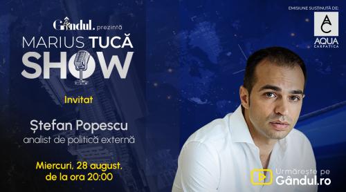 Marius Tucă Show începe miercuri, 28 august, de la ora 20.00, live pe gândul.ro. Invitat: Ștefan Popescu (VIDEO)